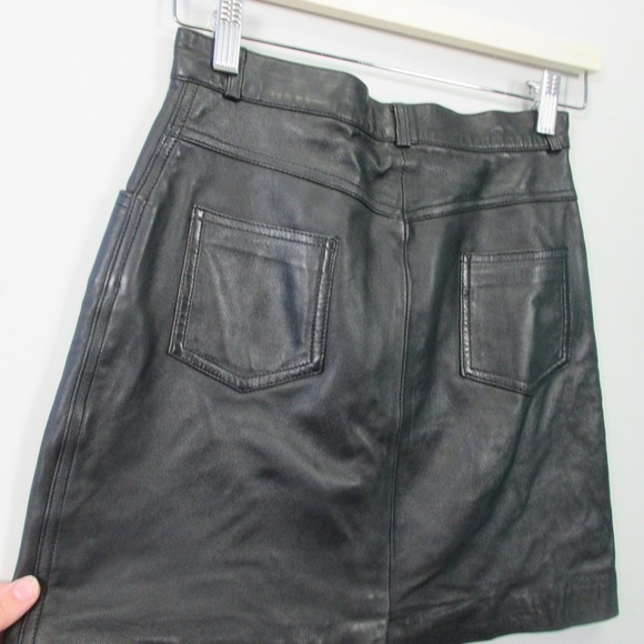 Deerskin Trading Post Leather Mini Skirt 6 Black Mini Vtg Y2k Biker Grunge 316 - Picture 7 of 14